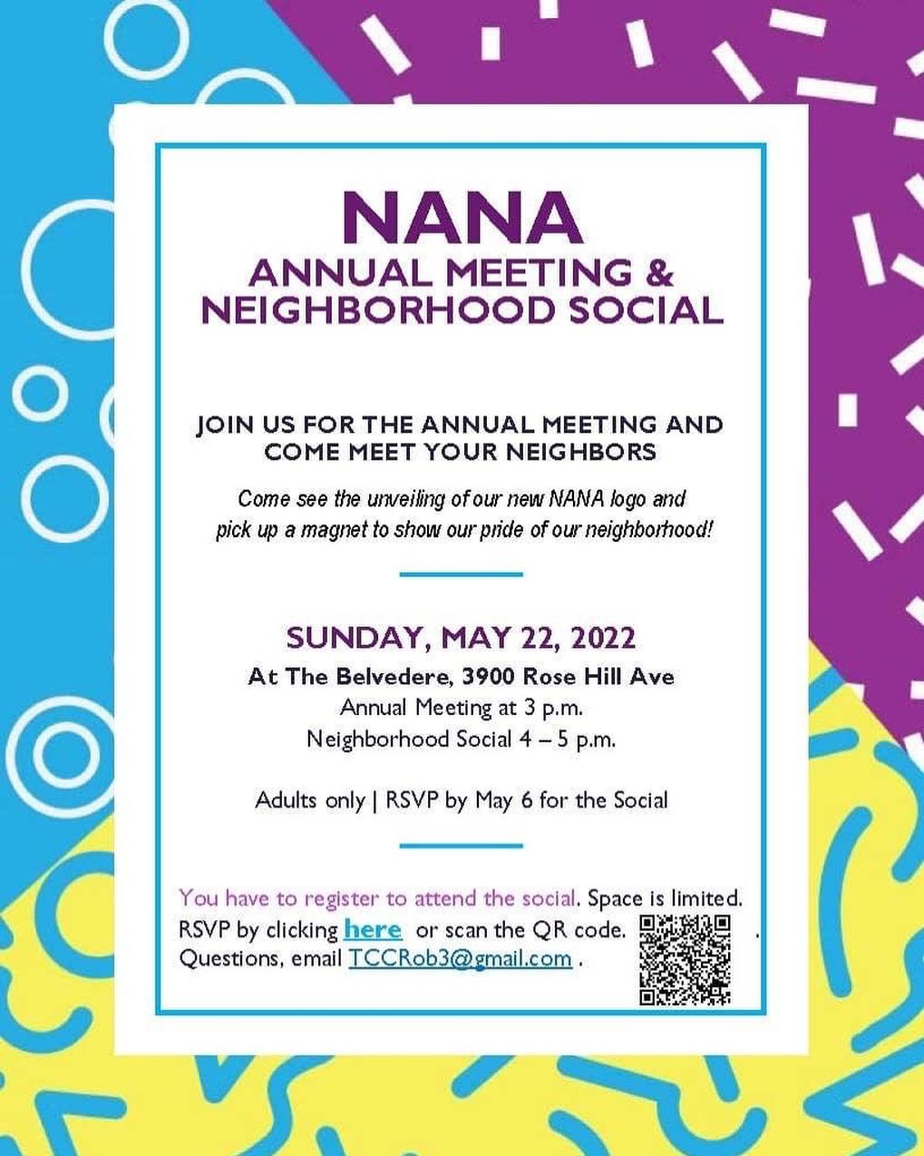 Please join us for the NANA Annual meeting May 22, 3-5pm. Link in to our bio and story to sign up to attend. This event is free and we will have food, fun and more. Would love to see you there!