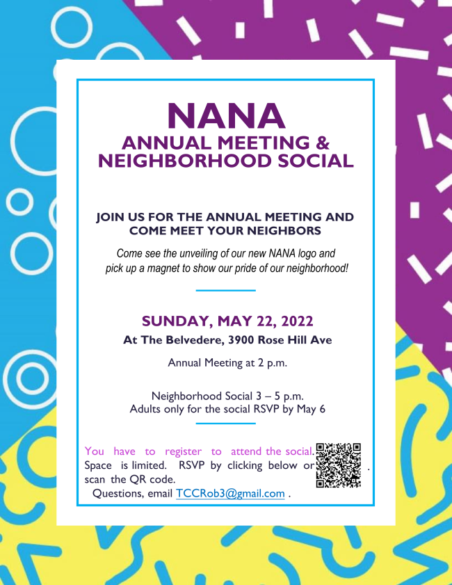 NANA Annual Meeting & Neighborhood Social: May 2022
