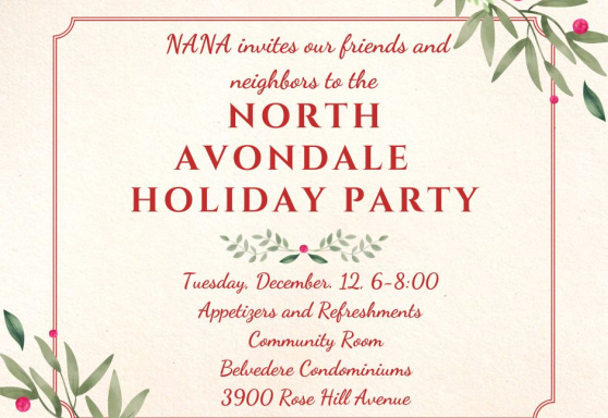 Join your neighbors for a NANA Holiday Party on Tuesday, December 12